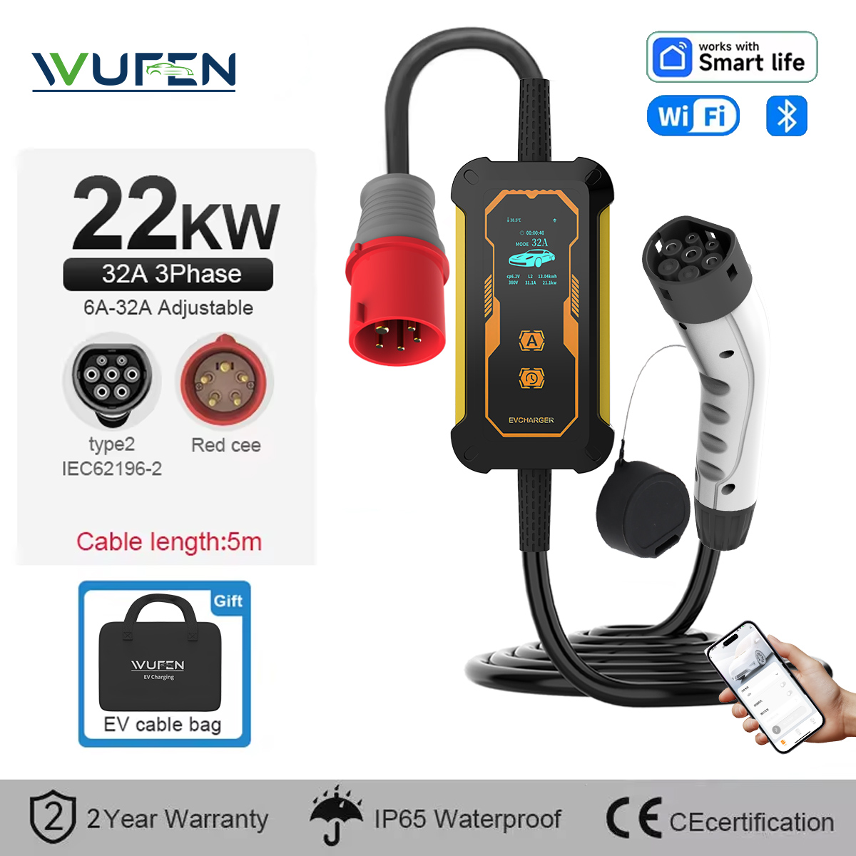 Pc Gaming Handheld Console - WUFEN 32A 22KW 3P Portable Type2