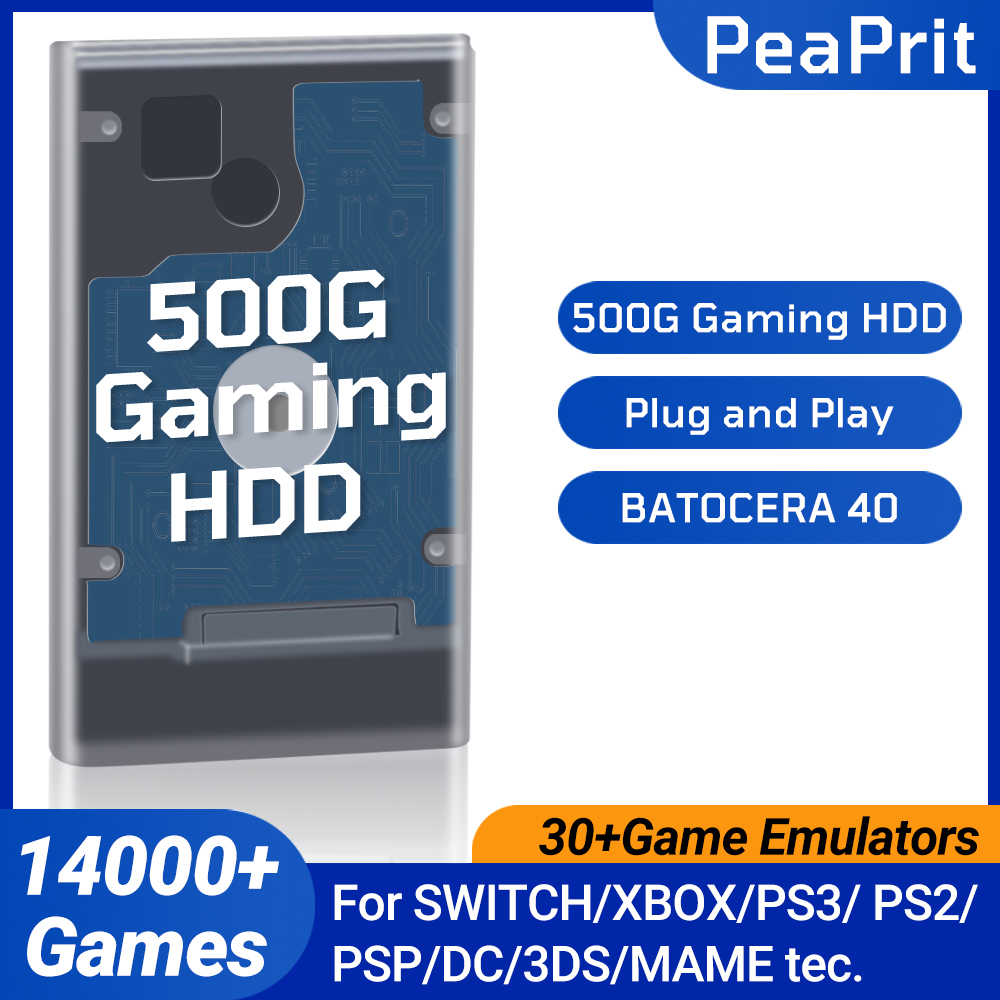 Gaming Console Os - PEAPRIT 500G Gaming HDD Retro Game