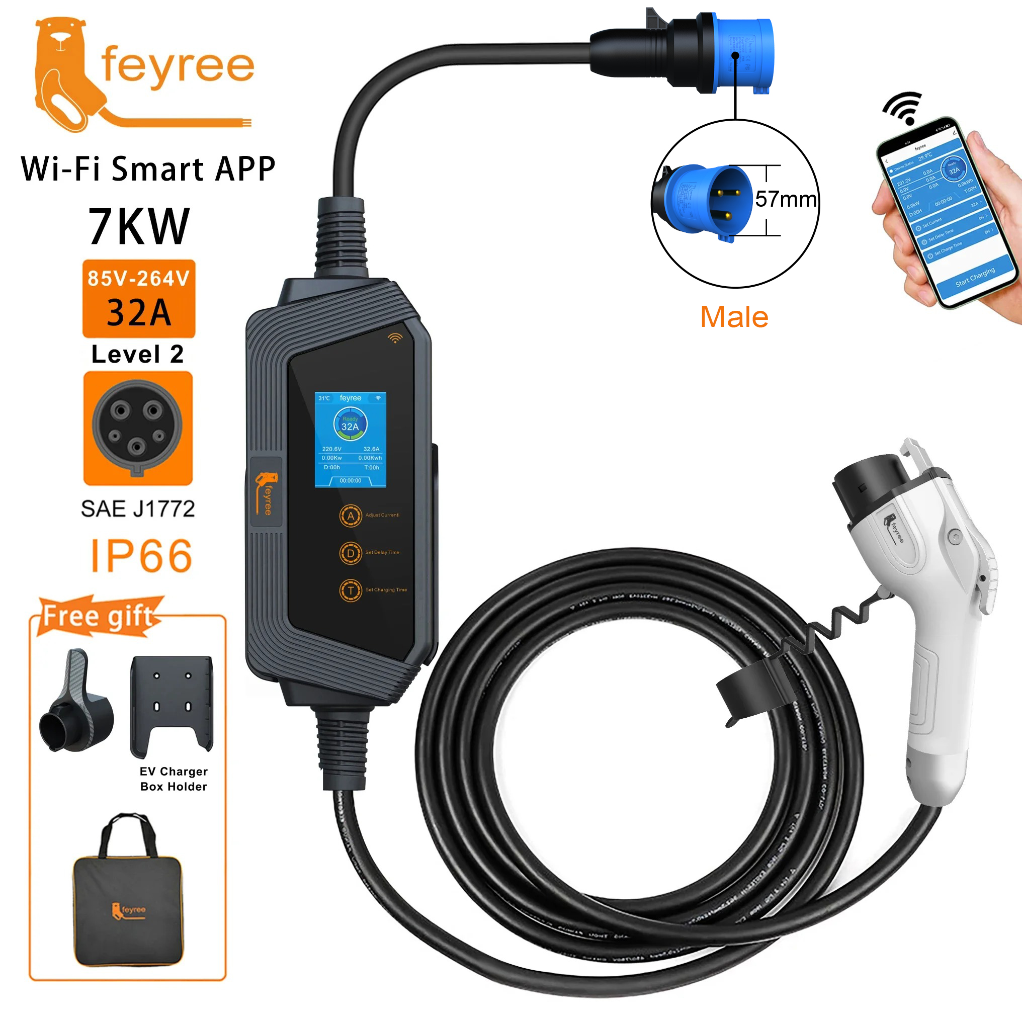 Pc Gaming Handheld Console - feyree Type1 Portable EV Charger 7KW