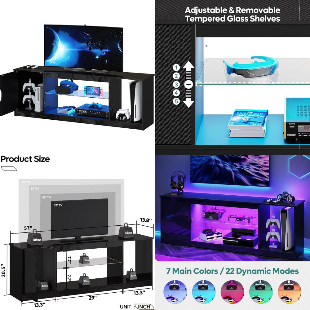 Gaming Console For Tv Xbox - Gaming TV Stand for 65 Inch
