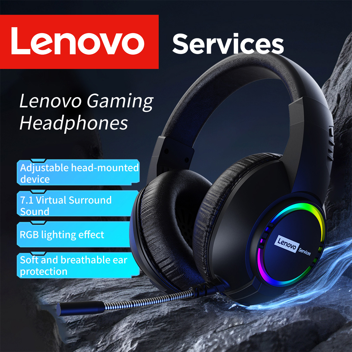 Lenovo E08 Gaming Headset 7.1  - Gaming Console Vr Headset ulasan dan harga