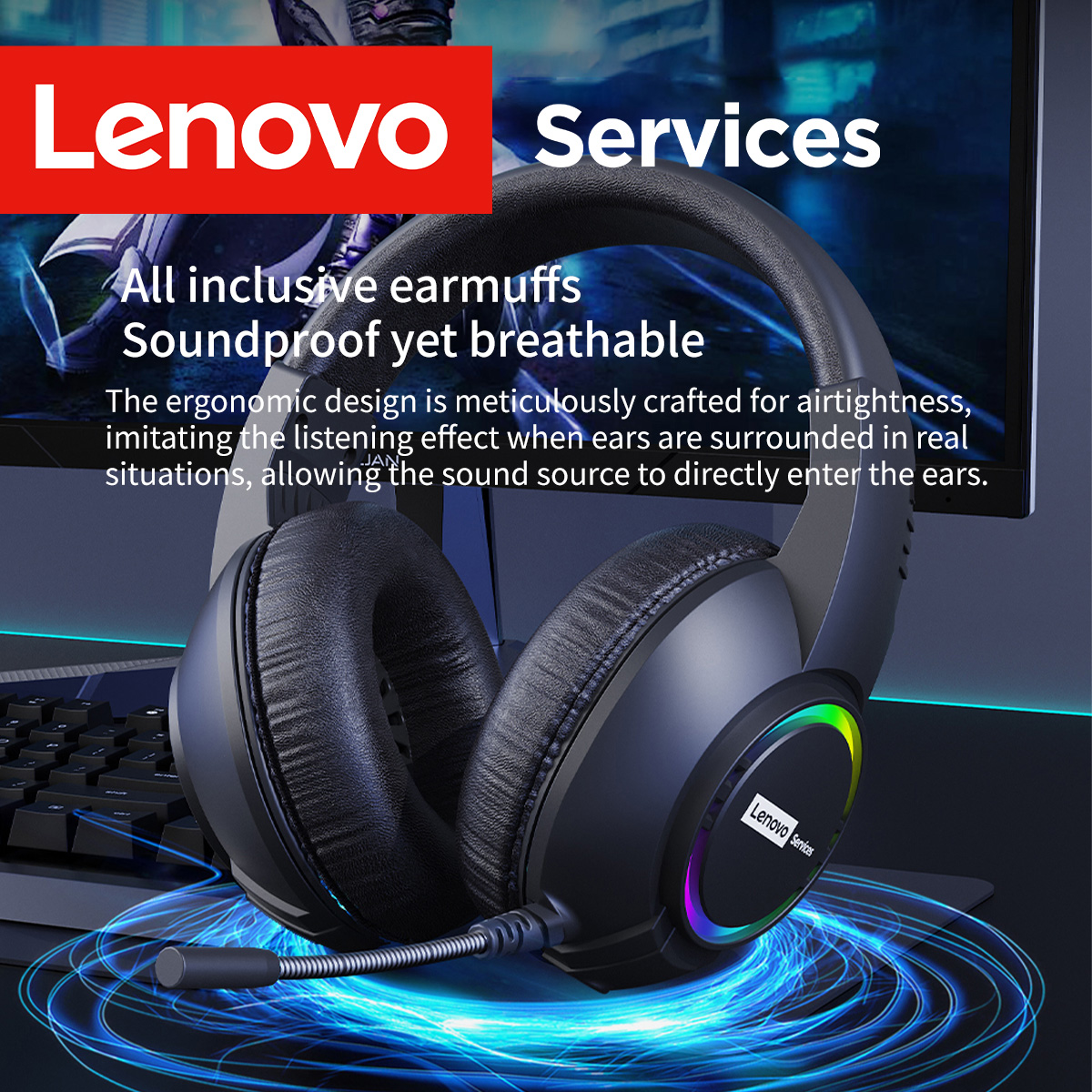 Lenovo E08 Gaming Headset 7.1  - Gaming Console Vr Headset ulasan dan harga