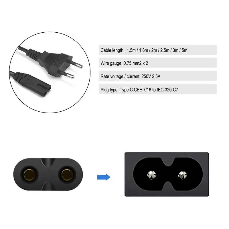 IEC320 C7 Power Extension Cord - Gaming Console For Tv Xbox ulasan dan harga