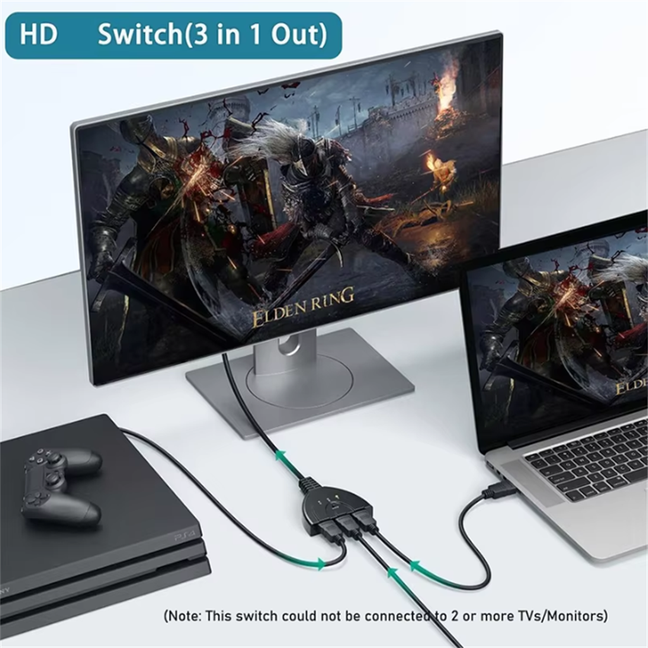 4K HDTV Splitter 3 In 1 Out 3  - Gaming Console Monitor ulasan dan harga