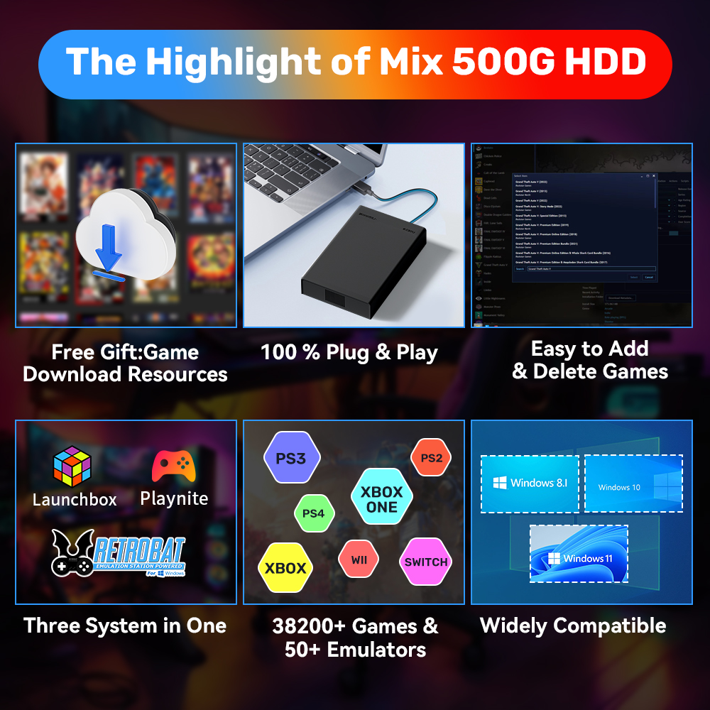 500GB Gaming HDD Retrobat & La - Gaming Console Os ulasan dan harga
