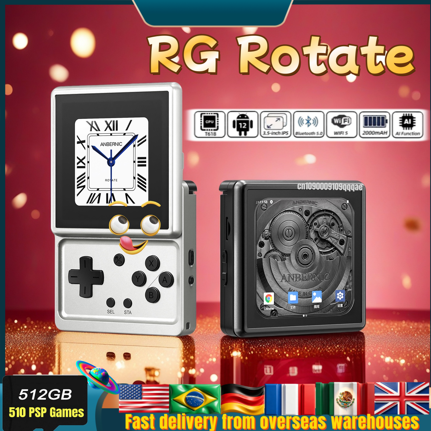 Anbernic RG Rotate Retro Handh - Gaming Console Bluetooth ulasan dan harga